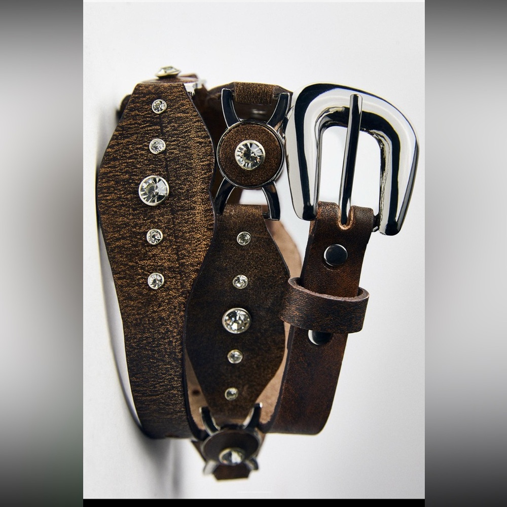 Zara limited edition Jewel studded pure leather belt